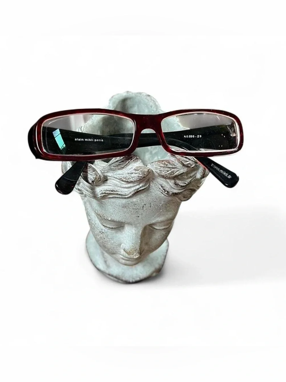 Alain Mikli vintage y2k Rectangular Glasses Frames Burgundy Red Black A0358-29